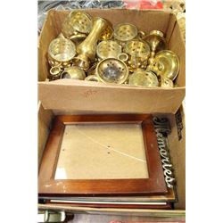 BOX OFSMALL WALL ART, WITH TRAY OF BRASS