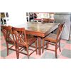 Image 1 : WOOD BAR TABLE WITH 4 STOOLS