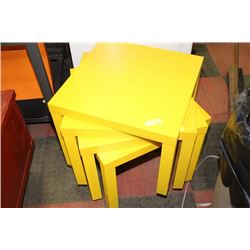 SET OF 4 YELLOW END TABLES
