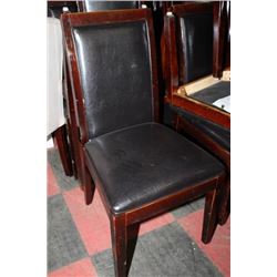 SET OF 4 BLACK WOOD AND LEATHERETTE CHAIRS
