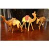 Image 1 : SET OF 3 ESTATE WOOD CARVED DONKEY AND TWO CAMELS