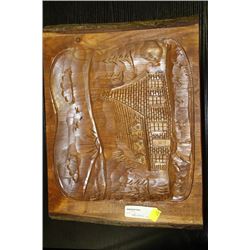 ESTATE WOOD CARVED BUILDING PICTURE