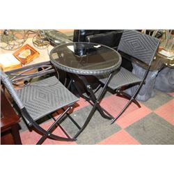 3-Piece Wicker Table & Chairs - All Foldable