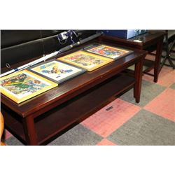 Wood Coffee Table & Side Table w/ bevelled