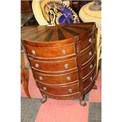 WOOD CARVED HALF MOON TABLE WITH 12 DRAWERS