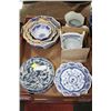 Image 1 : TRAY OF BLUE & WHITE DISH, DECOR ETC.
