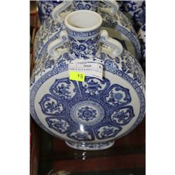 PAIR OF BLUE & WHITE VASES 14"