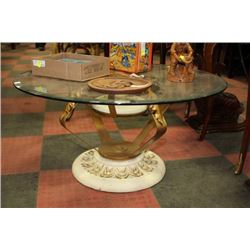 GLASS AND METAL ROUND COFFEE TABLE