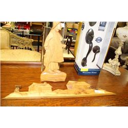 TWO WOOD CARVED WALL ORNAMENTS