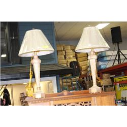 PAIR OF TALL DESIGNER LAMPS, CREME AND GOLD