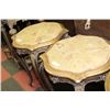Image 1 : PAIR OF GOLD TONE STONE TOP END TABLES
