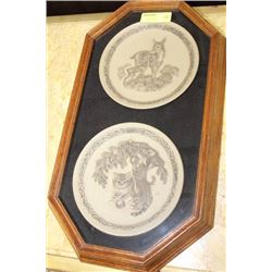 ESTATE WOOD FRAMED COLLECTOR PLATES