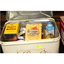 VINTAGE RED BOX WITH COLLECTIBLE TINS