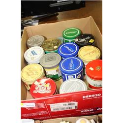 BOX OF COLLECTIBLE TOBACCO TINS