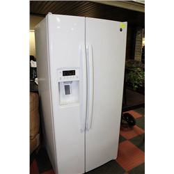 GE SIDE BY SIDE WHITE ON WHITE FRIDGE 33"W X 69"H