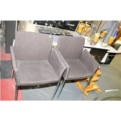 PAIR OF GREY FABRIC ARMCHAIRS
