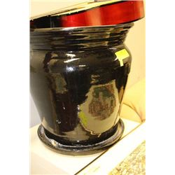 LARGE BLACK STONE PLANT POT