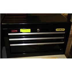 BLACK STANLEY TOOL BOX WITH STANLEY/MASTERCRAFT