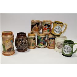 FLAT OF ASSORTED BEER MUGS & STEINS INCLUDING