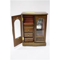WOOD AND GLASS JEWELRY BOX
