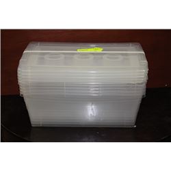 THREE PACKS OF SMALL PLASTIC CONTAINERS