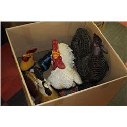 BOX OF ROOSTER ORNAMENTS