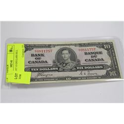 CANADA 1937 1O DOLLAR BILL