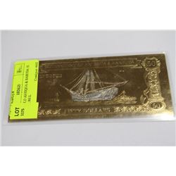 23KT GOLD ANTIGUA & BABUDA 50 DOLLAR BILL