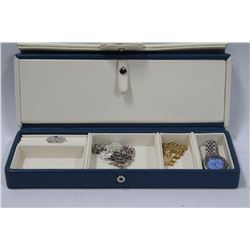 BLUE SNAP CLOSED TRAVELLING JEWELLERY CASE