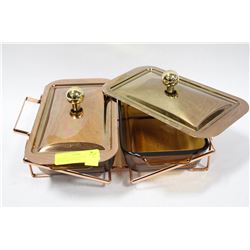 ANCHOR HOCKING COPPER AND GLASS SERVING SET