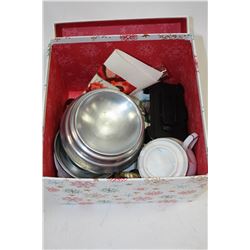 BOX OF ASSORTED CHINA & MUSIC BOX
