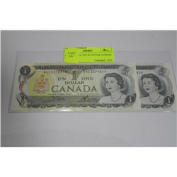 GEM UNCIRC 1973 $1 NOTES, CONSEC S/N'S X2