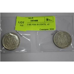 QEII 1962-63 SILVER 50 CENTS,  x2