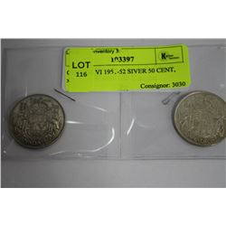 GEORGE VI 1951-52 SIVER 50 CENT, x2