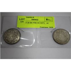 QUII 1957-58 SILVER 50 CENT,   x2