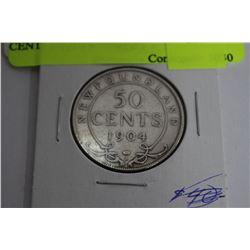 NEWFOUNDLAND 1904 SILVER 50 CENT