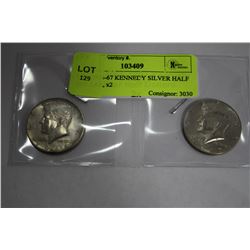 USA 1966-67 KENNEDY SILVER HALF DOLLAR, x2