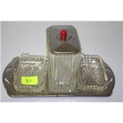 VINTAGE TRAY WITH CIGARETTE HOLDER AND ASH TRAYS