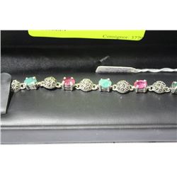RUBY & EMERALD .925 SILVER BRACELET