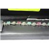 Image 1 : RUBY & EMERALD .925 SILVER BRACELET