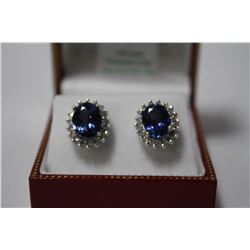 #7 14K GOLD TANZANITE AND DIAMOND EARRINGS