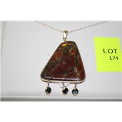 #36 14K AMMOLITE AND DIAMOND PENDANT NECKLACE