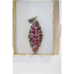 LADIES SILVER RUBY PENDANT