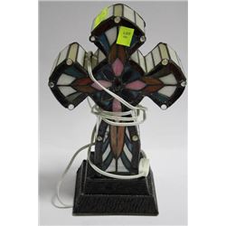 TIFFANY STYLE STAINED GLASS CROSS LIGHT