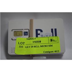 1 BUNDLE F 20 BELL MICRO SIM CARDS