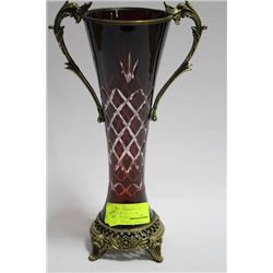 ESTATE ORNATE GENUINE RUBY GLASS VASE