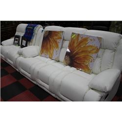 NEW WHITE LEATHER RECLINING SOFA AND LOVE SEAT