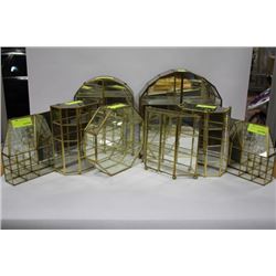 8 ASSORTED BRASS AND GLASS MINI DISPLAY