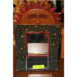 WOOD CARVED SUN MIRROR