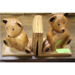 PAIR OF WOOD CARVED BEAR BOOK ENDS